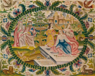 Broderad bild, mitten av 1600-talet, 1929