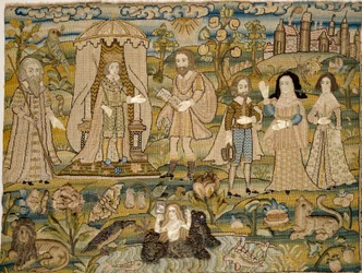 Broderad bild: Salomos proklamation, mitten av 1600-talet