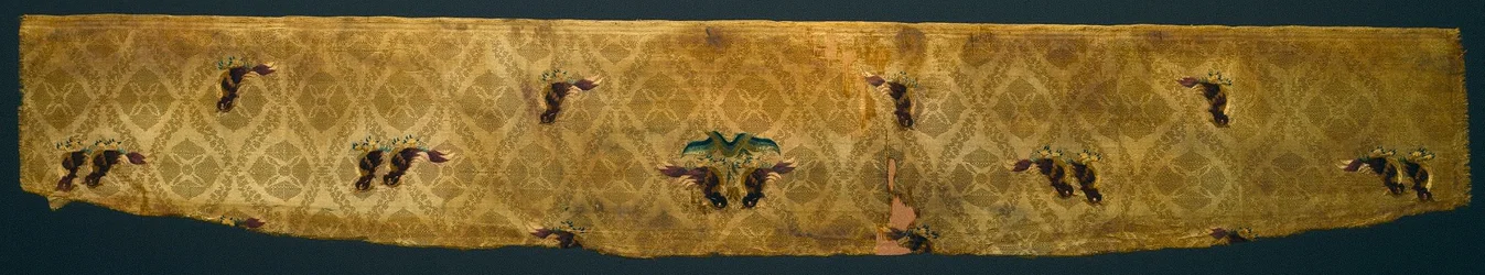 Broderi med fåglar, 700-800-tal.