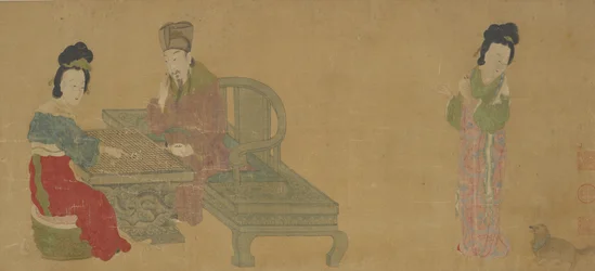 Kejsar Minghuang och gemål Yang spelar Weiqi, Ming eller Qing dynastin, 1600-talet.