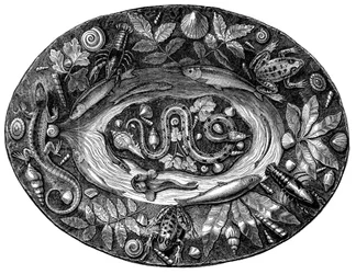 Emaljerat fat av Bernard Palissy, 1500-talet, 1870