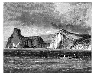 Ingången till Balaclavas hamn, Ukraina, c1888
