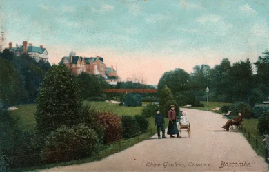Ingång till Chine Gardens, Boscombe, Dorset, c1905