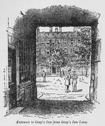 Ingång till Grays Inn från Grays Inn Lane, c1918