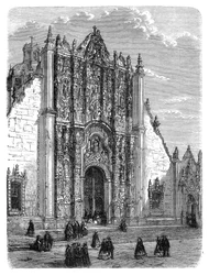 Ingången till katedralen i Mexico City, sent 1800-tal