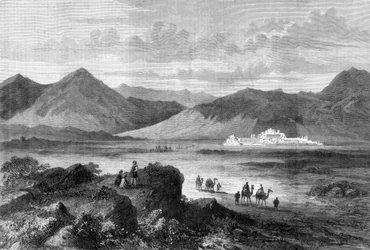Ingången till Khyber-passet och Fort of Jamrood, Afghanistan, 1878