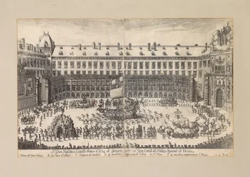 Ryttarbalett på innergården i Wien Hofburg ..., 1667.