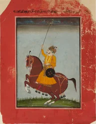 Ridsporträtt av Maharaja Zorawar Singh av Bikaner, 1835-1840