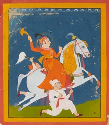 Ridsporträtt av Maharana Bhim Singh av Mewar, c1785