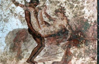 Erotisk väggmålning, Pompeji, Italien