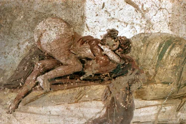 Erotisk väggmålning, Pompeji, Italien