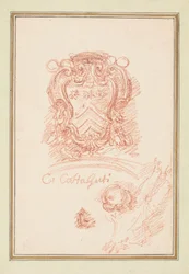 Sköld och del av en figur