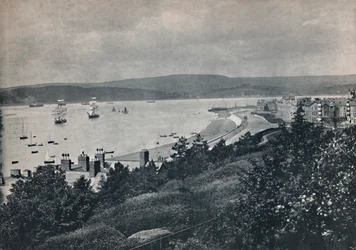 Exmouth - Utsikt som visar stranden och den motsatta stranden, 1895