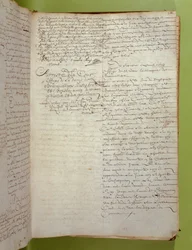 Utdrag ur Conciergerie-protokollen om dödsdömandet genom avrättning och bränning av markisen de Brinvilliers, april 1673 (penna och bläck på papper)
