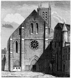 Fasad av den antika kyrkan i klostret Sainte-Geneviève, Paris, Frankrike, 1849