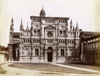 Fasad, Church of the Certosa di Pavia Charterhouse of Pavia Lombardiet, norra Italien, 1890