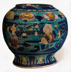 Fahuaburk med genombruten design som visar de åtta daoistiska odödliga, c1550