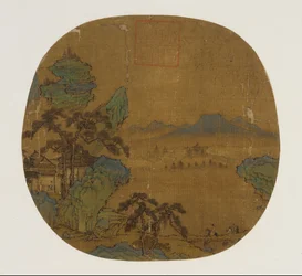 Fläkt monterad som ett albumblad, Mingdynastin, 1368-1644.