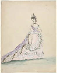 Modestudie designad för Worth, 1870.