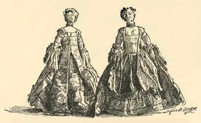 Modedocka i taft Watteau säck med ringad underkjol, c1750-1800, 1937