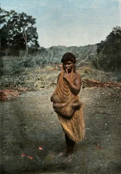 Australian Woman Carrying her Child, Australian Woman Carrying her Child, 1900.