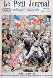 Strid mellan franska och japanska soldater under det rysk-japanska kriget, Kina, 1904