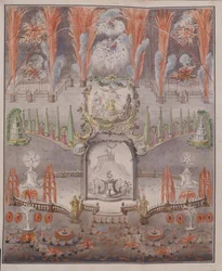 Fyrverkeri och illumination den 17 september 1747 i Gostilitsy, mitten av 1700-talet