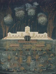 Fyrverkeri och illumination med anledning av freden i Åbo den 15 september 1743, mitten av 1700-talet