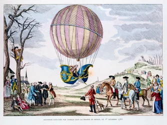 Första bemannade flygningen i en väteballong, Frankrike, 1 december 1783 1887