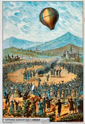 Första provflygningen av en luftballong i Annonay, Frankrike, 4 juni, 1783 1890-talet