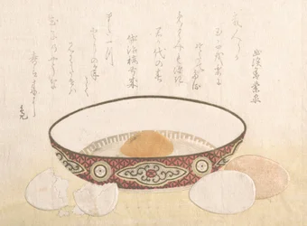Platt skål med ägg, troligen 1813.