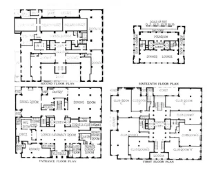 Planritningar, Fraternity Clubs Building, New York City, 1924