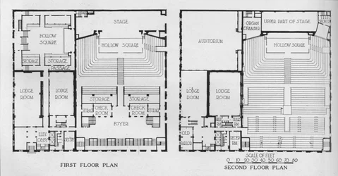 Planritningar över frimurartemplet, Birmingham, Alabama, 1924
