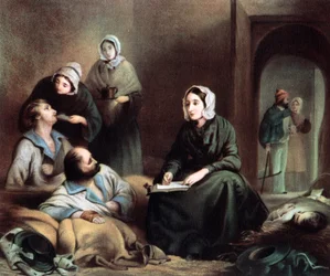 Florence Nightingale, brittisk sjuksköterska och sjukhusreformator, vid Scutari Hospital, Turkiet, 1855
