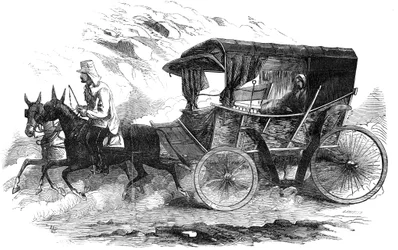 Florence Nightingale i sin vagn på Krim, 1856