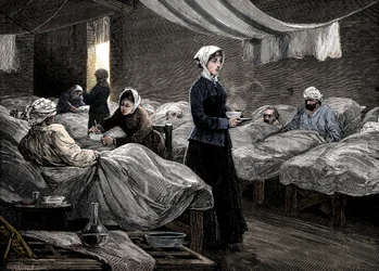 Florence Nightingale på baracksjukhuset i Scutari, c1880