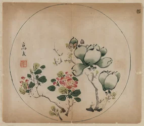 Blommande magnolia och persikoblommor, 1368-1644.