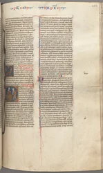 Fol. 251 r, Vishet, historik initial D, Salomo instruerar en soldat, ca. 1275-1300.