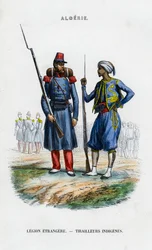 Främlingslegionär och infödd skarpskytt, franska armén i Algeriet