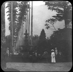 Fountain of the Muses, Rio de Janeiros botaniska trädgård, Brasilien, sent 1800- eller tidigt 1900-tal