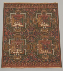 Fyra mandalas av Guhyasamaja-cykeln, 1500-talet.