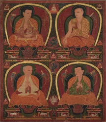 Fyra sittande mästare, ca. 1450.