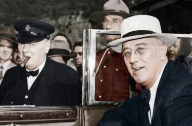 Franklin D Roosevelt och Winston Churchill möttes i Quebec, Kanada, 1944