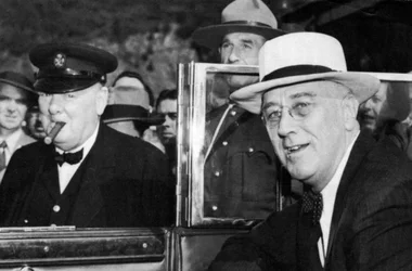 Franklin D Roosevelt och Winston Churchill möttes i Quebec, Kanada, 1944