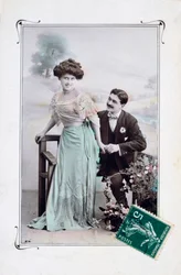 Franskt romantiskt vykort, c1900