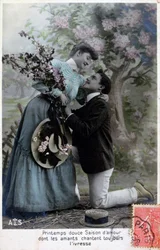 Franskt romantiskt vykort, c1900