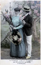 Franskt romantiskt vykort, c1900