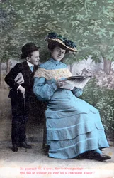 Franskt romantiskt vykort, c1900