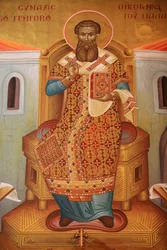 Fresk i Saint Gregory Palamas grekisk-ortodoxa kyrkan Thessalonique Grekland