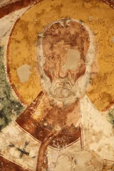 Färskt i Santi Stefani (St Stephens) krypta, Poggiardo, Apulien, Poggiardo, Italien